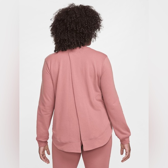 Nike Dri-fit Maternity Fit Reversible French Terry Pullover Top Canyon Pink Med - Picture 2 of 11